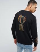 Asos Sweatshirt With Back & Sleeve Text Print - Black