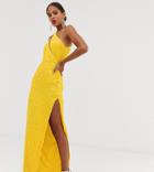 Asos Design Tall Embellished Spliced Bodice Maxi Dress - Yellow