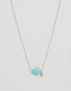 Nylon Gold Plated Necklace With Turquoise Stone - Gold Plated