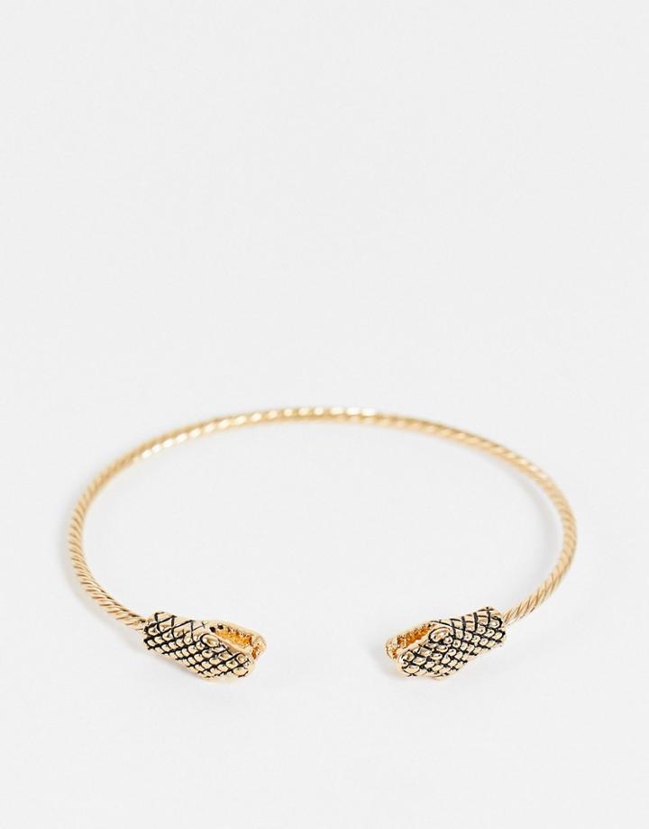 Topman Snake End Cuff Bracelet In Gold