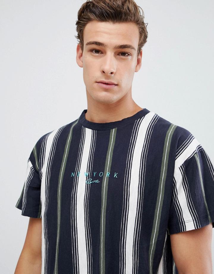 New Look T-shirt In Navy Stripe - Navy