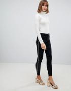 River Island Molly Skinny Jeans With Chevron Stripe In Black