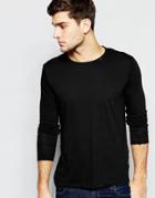 Replay Long Sleeve Top Crew Neck Raw Edge In Washed Black - Washed Black