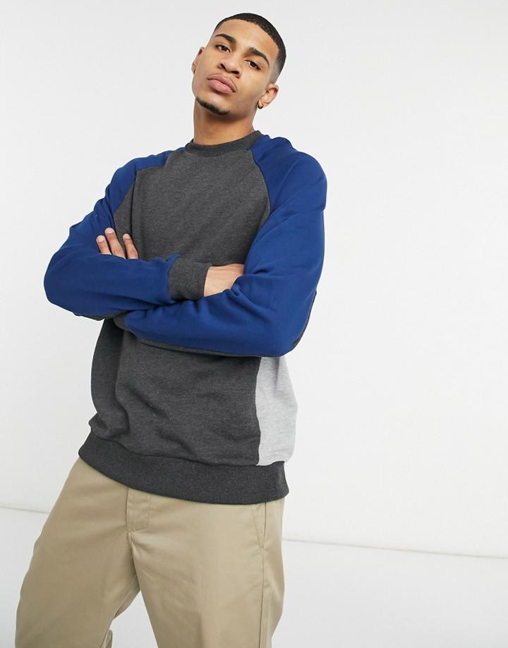 Asos Design Oversized Sweatshirt With Color Blocking-black