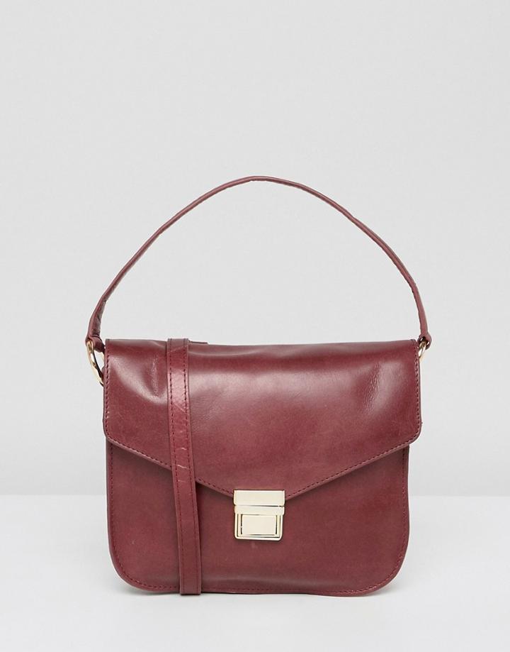 Urbancode Leather Cross Body Bag With Top Handle - Red