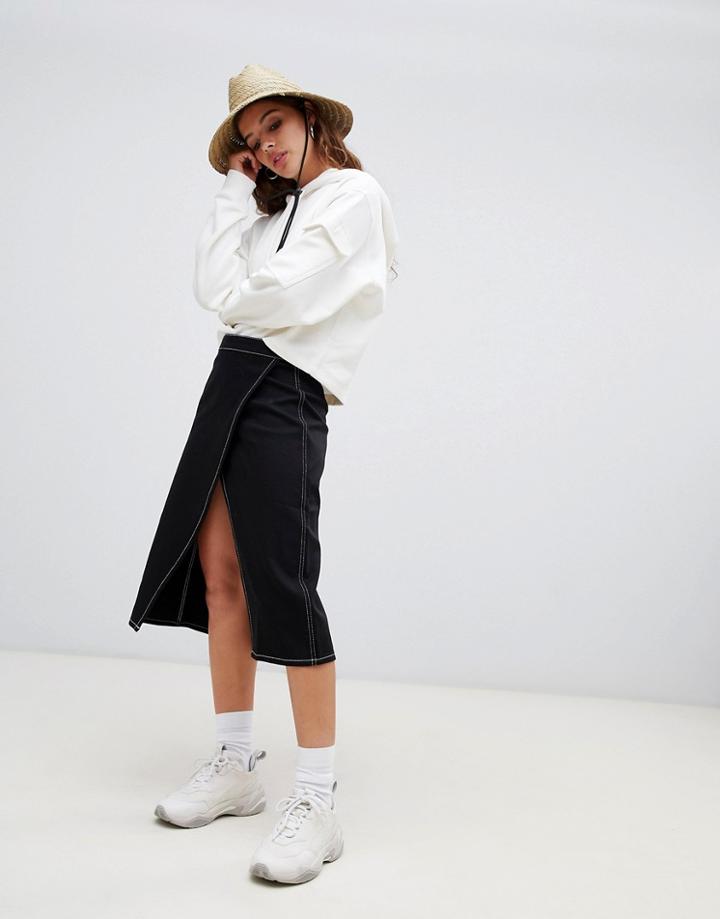 Weekday Wrap Midi Skirt - Black