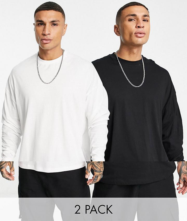Asos Design 2 Pack Oversized Long Sleeve T-shirt In Multi - Multi