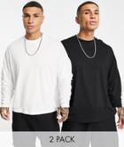 Asos Design 2 Pack Oversized Long Sleeve T-shirt In Multi - Multi