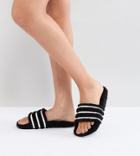 Adidas Originals Adilette Furry Slider Sandals In Black - Brown