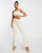 Miss Selfridge Extreme Kick Flare Jeans In Ecru-white