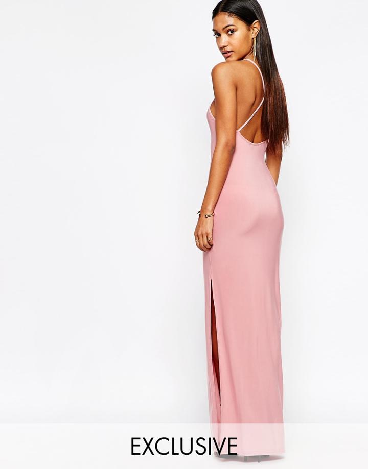 Club L Cross Back Maxi Dress - Dusky Pink