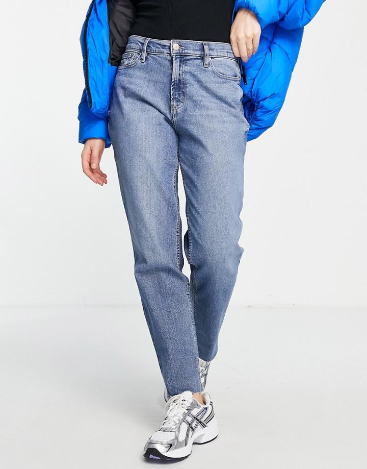 Calvin Klein Jeans Mid Rise 90s Raw Hem Jeans In Mid Wash-blue