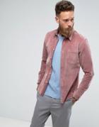 Asos Slim Fit Cord Shirt In Dusty Pink - Pink