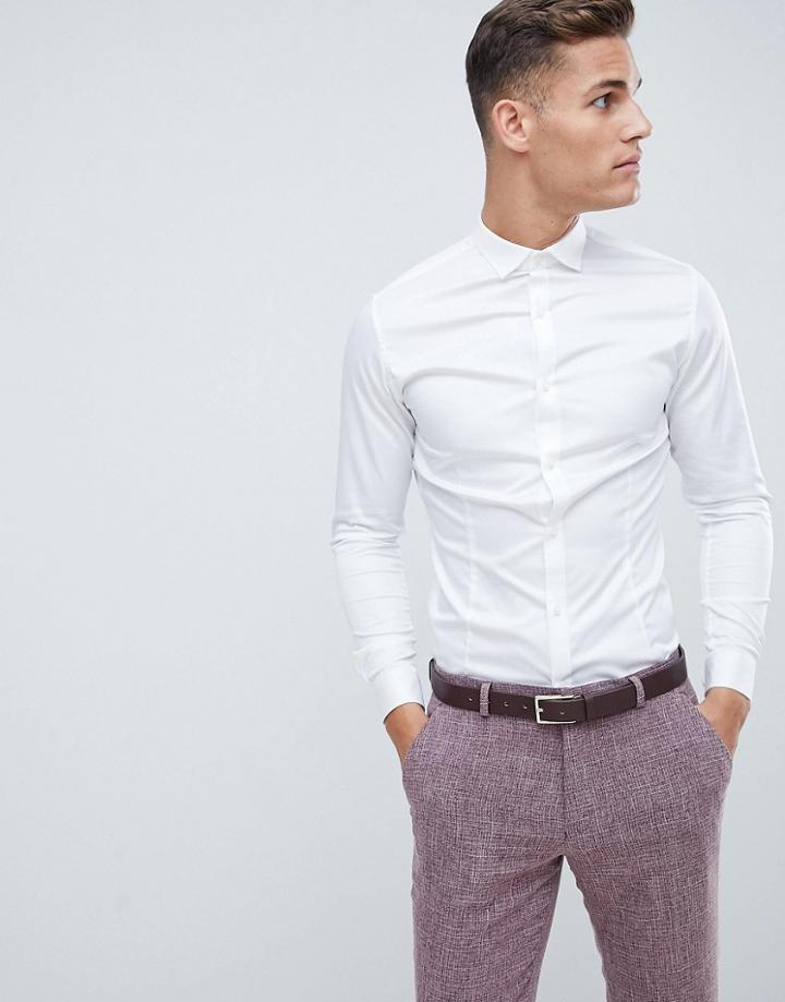 Jack & Jones Premium Super Slim Fit Stretch Smart Shirt In White