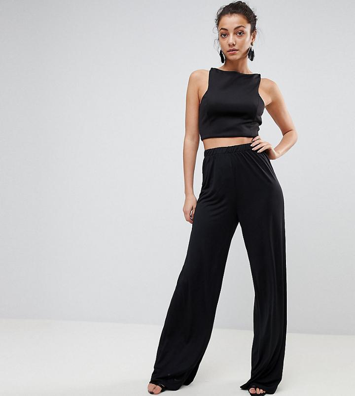 Asos Tall Slinky Wide Leg Pants - Black