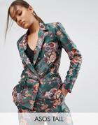 Asos Tall Floral Vintage Jacquard Blazer - Multi