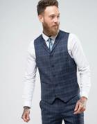 Rudie Super Skinny Blue Check Vest - Blue
