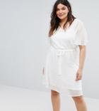 New Look Curve Dobby Spot Skater Dress - Cream