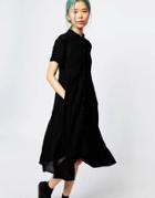 Monki Short Sleeve Shirt Dress - Black