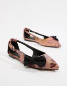 Asos Design Lovelier Pointed Bow Ballets Flats - Pink