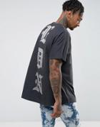 Asos Extreme Oversized Sleeveless T-shirt With London Burn Out Print - Gray