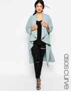 Asos Curve Duster Jacket With Waterfall Front - Black