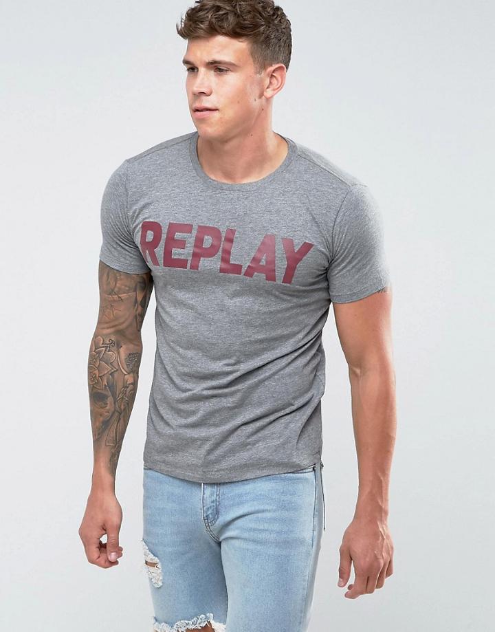 Replay Logo T-shirt - Gray