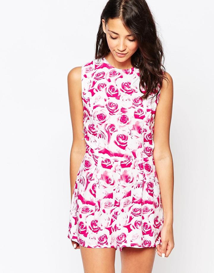 Motel Lomas Sleeveless Romper In Monorose Pink - Pink