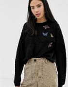 Brave Soul Sweater With Applique Detail In Black - Black