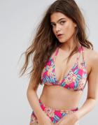 Asos Fuller Bust Mix And Match Soft Triangle Bikini Top In Carnival Floral Print - Multi