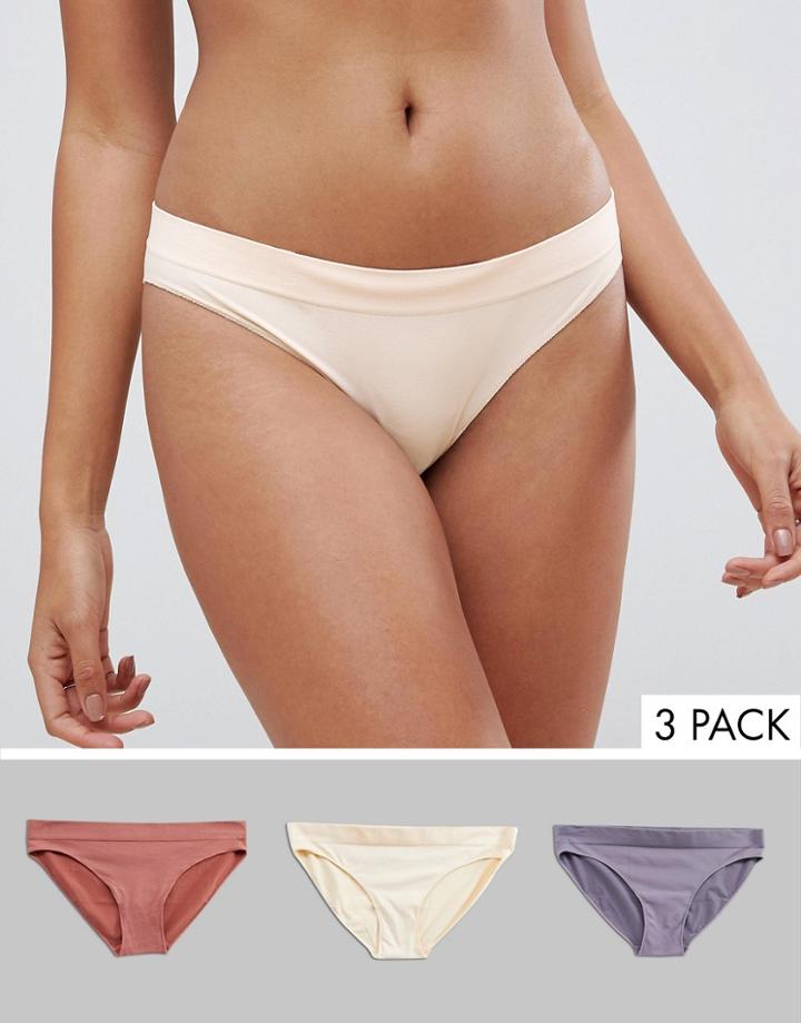 Asos Design Recycled 3 Pack Seamless Knickers - Multi