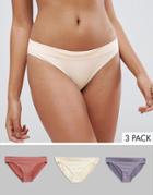 Asos Design Recycled 3 Pack Seamless Knickers - Multi