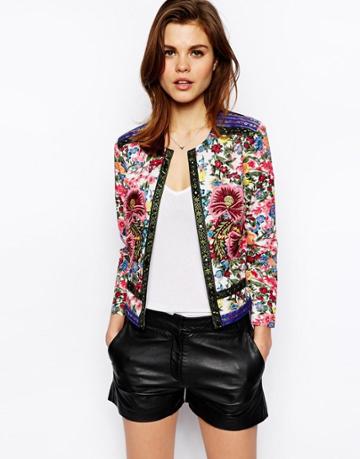 Asos Jacket With Statement Floral Embroidery