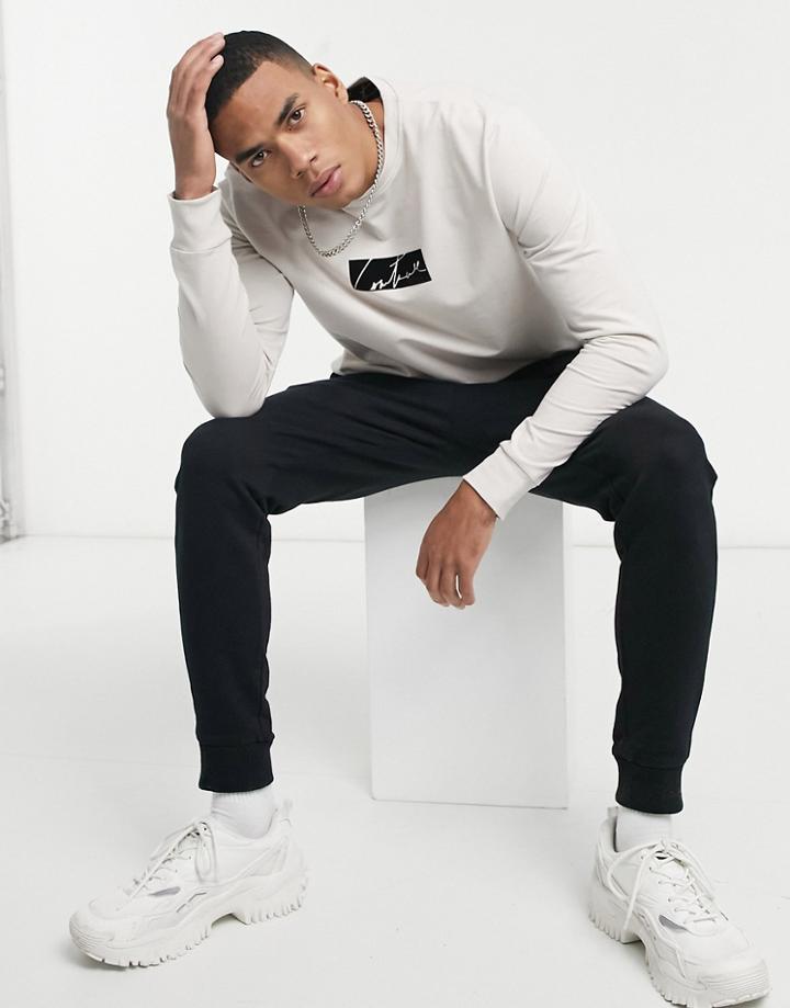 The Couture Club Hemless Sweatshirt With Flock Detail In Gray-grey