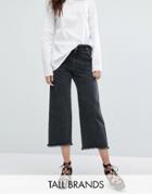 Noisy May Tall Frayed Denim Culotte - Blue