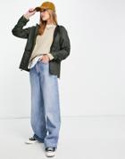 Rains 1826 Short Hooded Jacket With Front Pockets In Green
