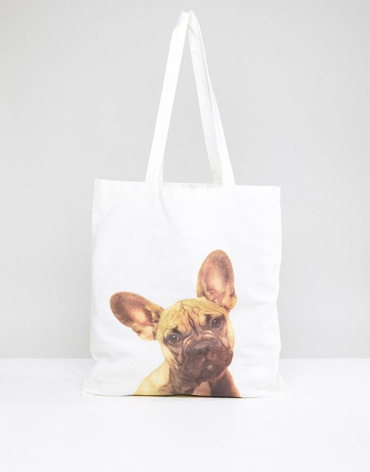 Monki Dog Print Tote Bag - White