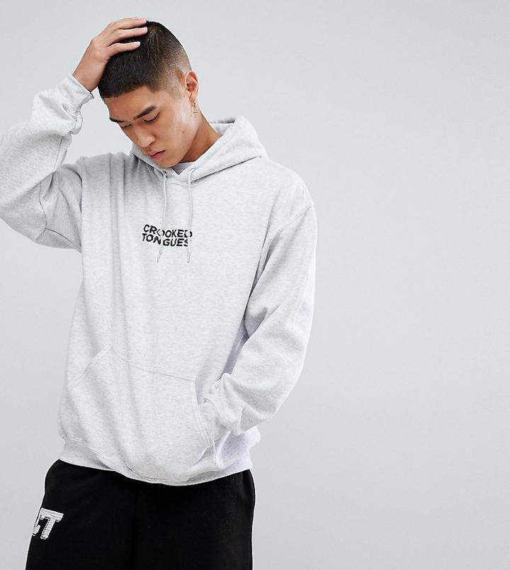 Crooked Tongues Hoodie With Logo Print In Gray - Gray