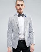 Gianni Feraud Heritage Textured Slim Fit Jacket With Flower Lapel Pin - Navy