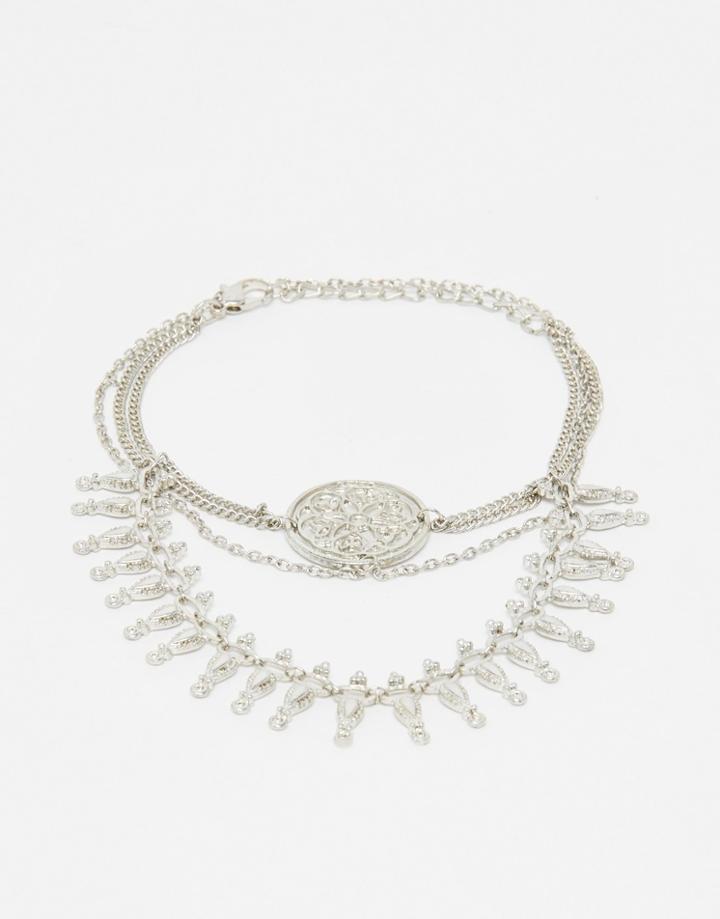 Asos Coin Drape Arm Cuff - Rhodium