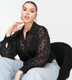 Asos Design Curve Oversized Shirt In Black Textured