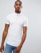 Asos Design Muscle Fit T-shirt With Zip Turtleneck In White - White