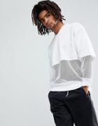 Asos Oversized V Neck Sweatshirt With Mesh Panelling - White