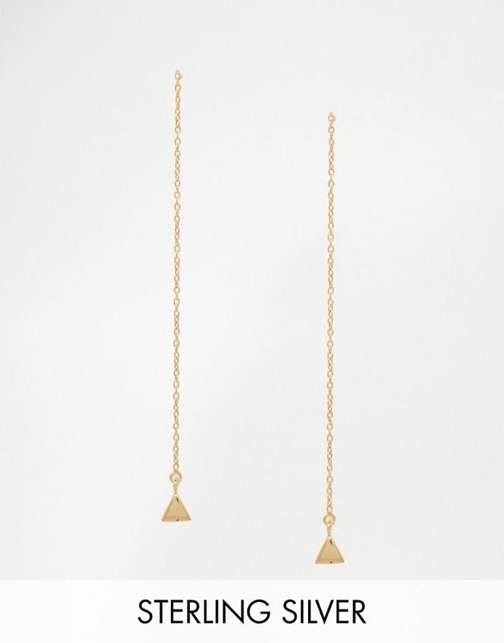 Asos Gold Plated Sterling Silver Triangle Through Earrings - Gold