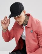 Hype 5 Panel Cap In Black With Logo Trim - Black
