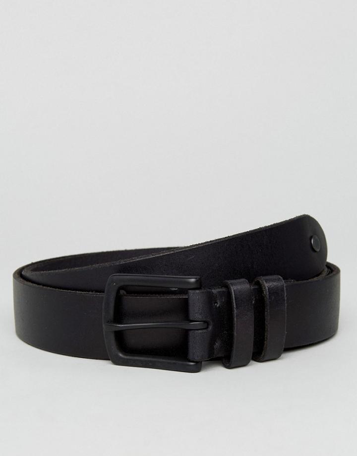 Allsaints Leather Slim Belt - Black