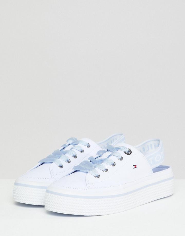 Tommy Hilfiger Canvas Sneakers With Logo Elastic Sling Back - White