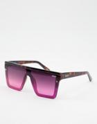 Quay Oversized Sunglasses In Purple-brown