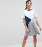 Asos Design Maternity Color Block T-shirt Dress - Multi