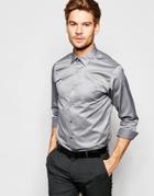 Selected Homme Long Sleeve Smart Shirt In 100% Cotton In Regular Fit - Gray